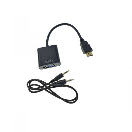 Convertor adaptor HDMI tata la VGA mama, cu cablu 15cm si cablu audio jack 3.5mm tata-tata [2]