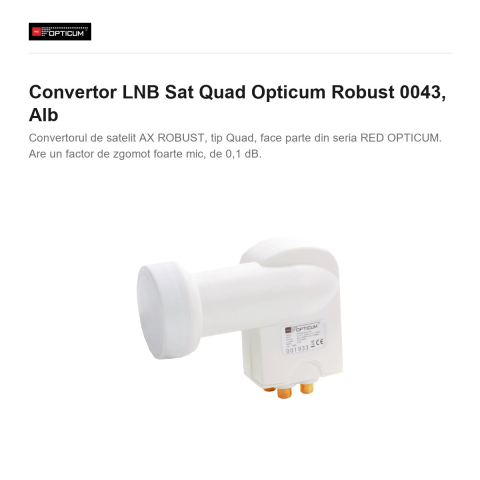 Convertor LNB Sat Quad Opticum Robust 0043, Alb [1]
