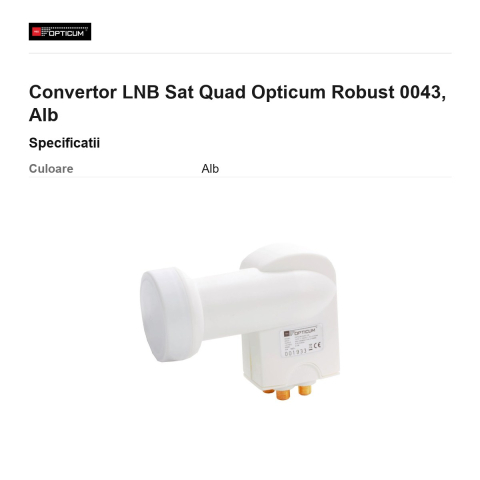Convertor LNB Sat Quad Opticum Robust 0043, Alb [2]