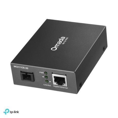 Accesorii retea - Convertor media Gigabit WDM TP-Link Omada MC211CS-20, o singura fibra single-mode SC, TX 1550 nm / RX 1310 nm, 20 km, port RJ45, MC211CS-20