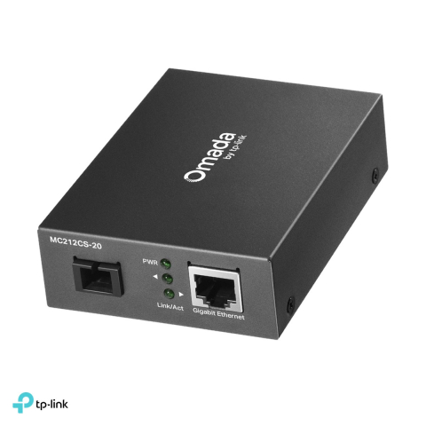 Accesorii retea - Convertor media Gigabit WDM TP-Link Omada MC212CS-20, o singura fibra single-mode SC, TX 1310 nm / RX 1550 nm, 20 km, port RJ45, MC212CS-20