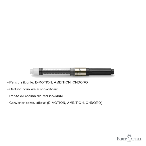 Convertor pentru stilou Faber-Castell, compatibil E-Motion, Ambition, Ondoro, accesoriu de reincarcare cerneala [1]