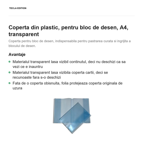 Coperta din plastic, pentru bloc de desen, A4, transparent [1]