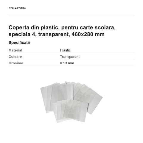 Coperta din plastic, pentru carte scolara, speciala 4, transparent, 460x280 mm [2]