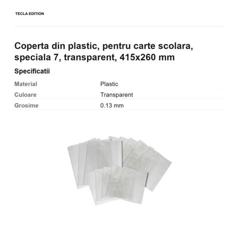 Coperta din plastic, pentru carte scolara, speciala 7, transparent, 415x260 mm [2]