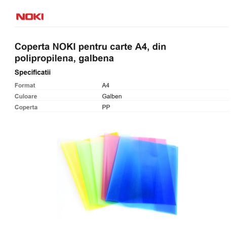 Coperta NOKI pentru carte A4, din polipropilena, galbena [2]