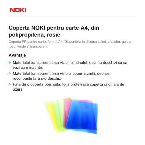 Coperta NOKI pentru carte A4, din polipropilena, rosie [1]
