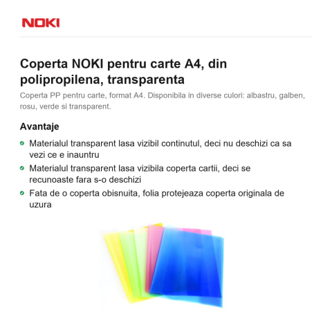 Coperta NOKI pentru carte A4, din polipropilena, transparenta [1]