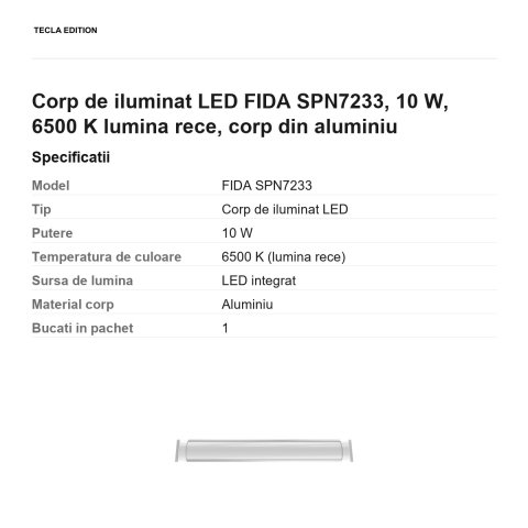Corp de iluminat LED FIDA SPN7233, 10 W, 6500 K lumina rece, corp din aluminiu [2]