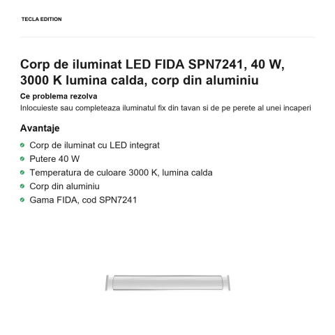 Corp de iluminat LED FIDA SPN7241, 40 W, 3000 K lumina calda, corp din aluminiu [1]