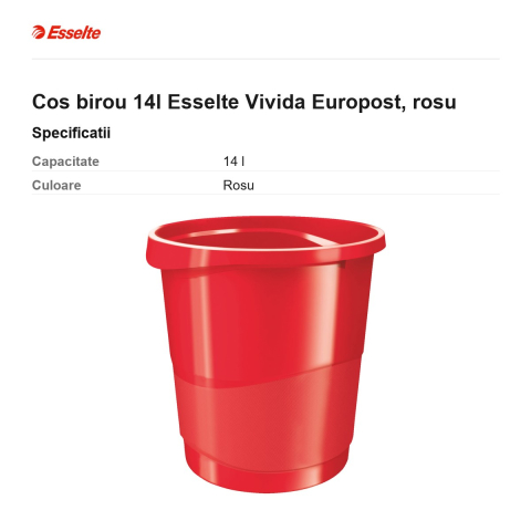 Cos birou 14l Esselte Vivida Europost, rosu [2]