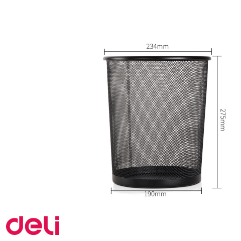 Cos de birou mic Deli, plasa metalica mesh, negru, 10 litri, organizare documente si accesorii [4]