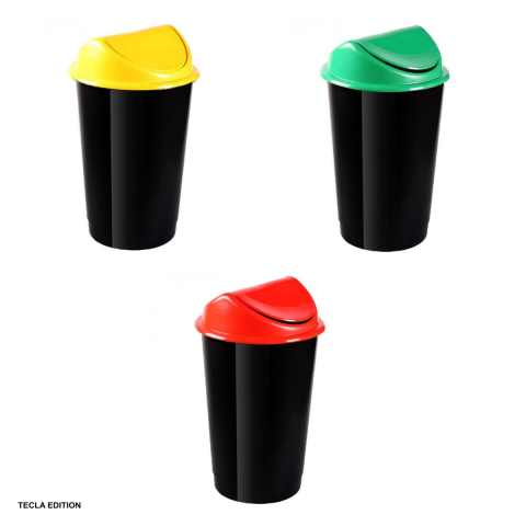 Cos de gunoi cu capac batant, capacitate 60 l, pentru colectare selectiva, din plastic foarte rezistent, pentru spatii cu trafic mediu [3]