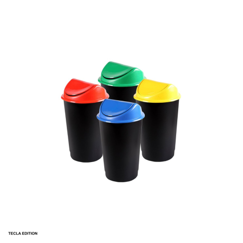 Cos de gunoi cu capac batant, capacitate 60 l, pentru colectare selectiva, din plastic foarte rezistent, pentru spatii cu trafic mediu [4]