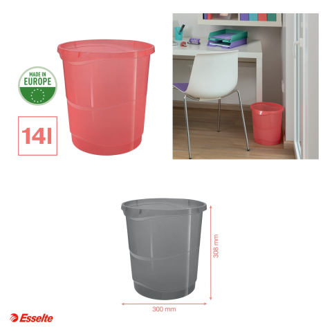 Cos hartii Esselte Colour'Breeze, capacitate 14, pentru transport, corai [3]