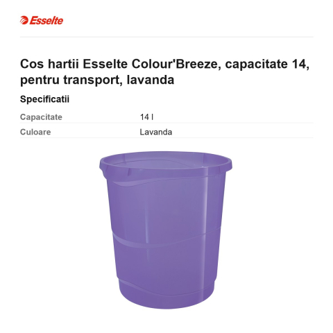 Cos hartii Esselte Colour'Breeze, capacitate 14, pentru transport, lavanda [2]