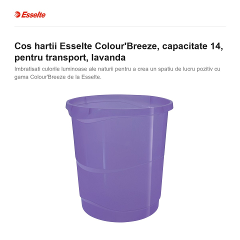 Cos hartii Esselte Colour'Breeze, capacitate 14, pentru transport, lavanda [1]