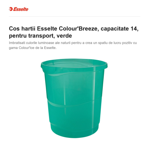 Cos hartii Esselte Colour'Breeze, capacitate 14, pentru transport, verde [1]