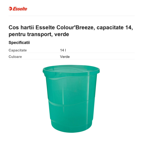 Cos hartii Esselte Colour'Breeze, capacitate 14, pentru transport, verde [2]