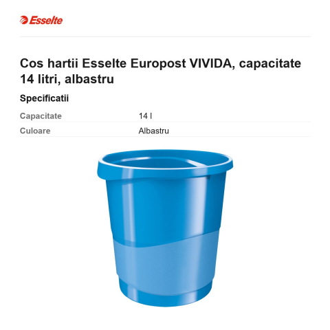 Cos hartii Esselte Europost VIVIDA, capacitate 14 litri, albastru [2]