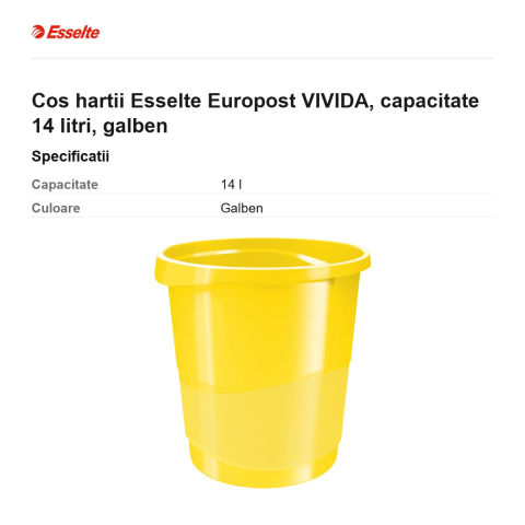 Cos hartii Esselte Europost VIVIDA, capacitate 14 litri, galben [2]