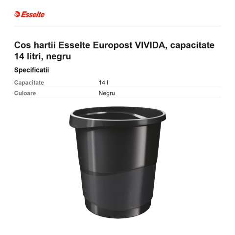 Cos hartii Esselte Europost VIVIDA, capacitate 14 litri, negru [2]