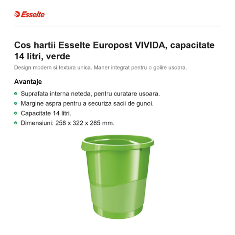 Cos hartii Esselte Europost VIVIDA, capacitate 14 litri, verde [1]