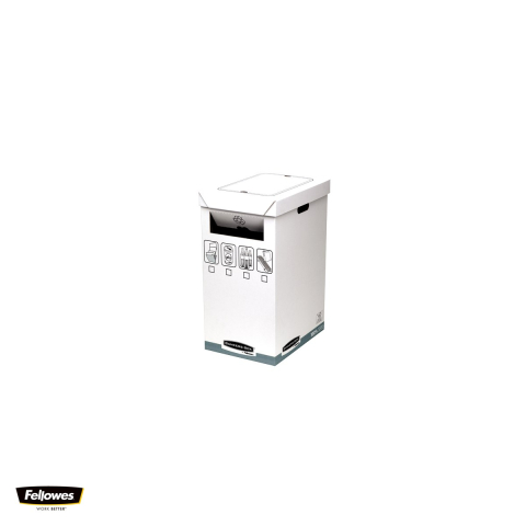 Cos pentru reciclarea deseurilor Fellowes Bankers Box System, din carton reciclat FSC, deschidere laterala si prin capac, cu manere, 60x30x50 cm, gri [3]