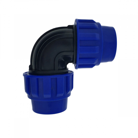 Articole si instalatii sanitare - Cot racord hidraulic PEHD 32mm 90 Grade, piulita dubla, presiune 16 bar, pentru apa potabila si irigatii