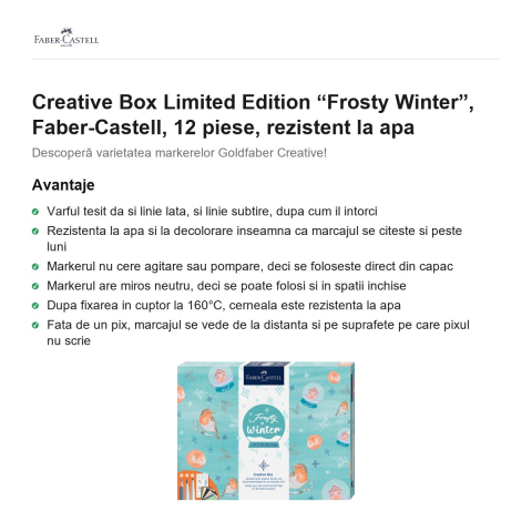 Creative Box Limited Edition “Frosty Winter”, Faber-Castell, 12 piese, rezistent la apa [1]