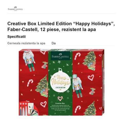 Creative Box Limited Edition “Happy Holidays”, Faber-Castell, 12 piese, rezistent la apa [2]