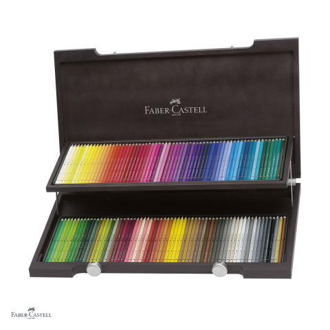 Desen grafit si carbune - Creioane colorate acuarela Faber-Castell Albrecht Durer, cutie de lemn cu 120 culori, mina solubila in apa (acuarela), mina 3,8 mm, pigmenti rezistenti la lumina, lipire SV