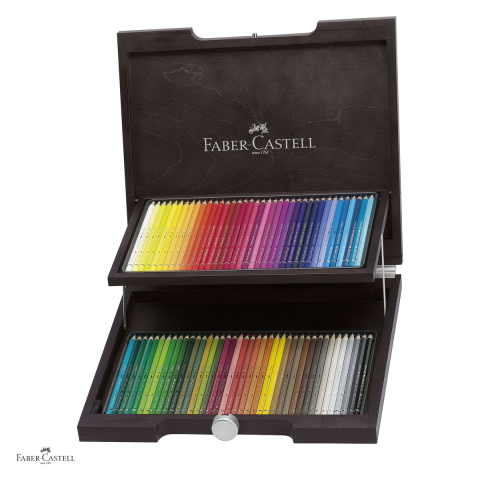 Desen grafit si carbune - Creioane colorate acuarela Faber-Castell Albrecht Durer, cutie de lemn cu 72 culori, mina solubila in apa (acuarela), mina 3,8 mm, pigmenti rezistenti la lumina, lipire SV