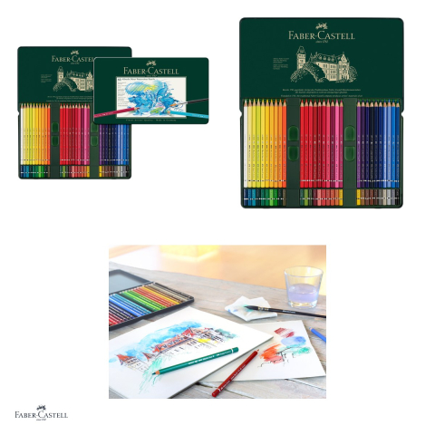 Creioane colorate acuarela Faber-Castell Albrecht Durer, cutie metalica cu 60 culori, mina solubila in apa (acuarela), mina 3,8 mm, pigmenti rezistenti la lumina, lipire SV [3]