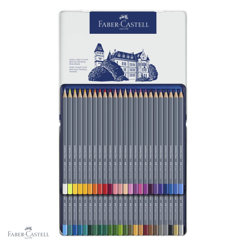 Creioane colorate acuarela Faber-Castell Goldfaber Aqua 48 culori, cutie metalica, pentru pictura si desen artistic [3]