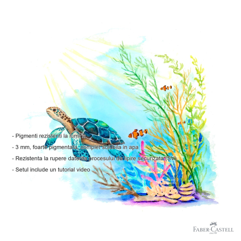 Creioane colorate acuarela Faber-Castell Goldfaber Tropical Collection, 24 culori, mina 3.3mm solubila in apa [1]