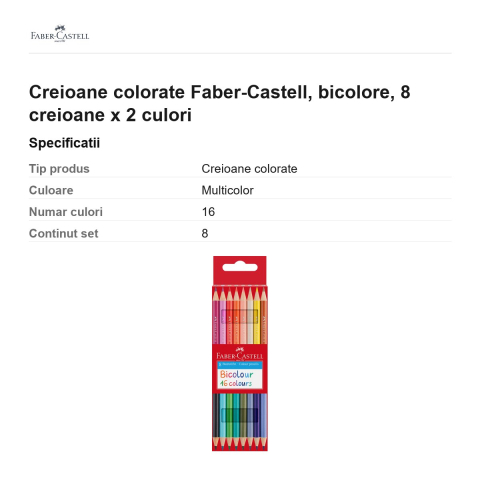 Creioane colorate Faber-Castell, bicolore, 8 creioane x 2 culori [2]