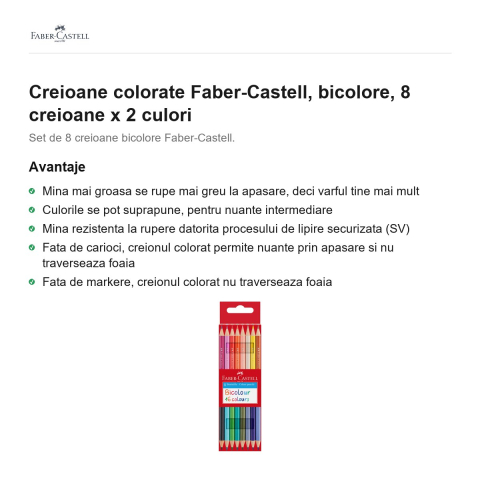 Creioane colorate Faber-Castell, bicolore, 8 creioane x 2 culori [1]