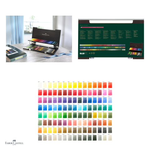 Creioane colorate Faber-Castell Polychromos, cutie de lemn cu 120 culori, mina 3,8 mm, pigmenti rezistenti la lumina, rezistente la apa, lipire SV, fara acizi [3]