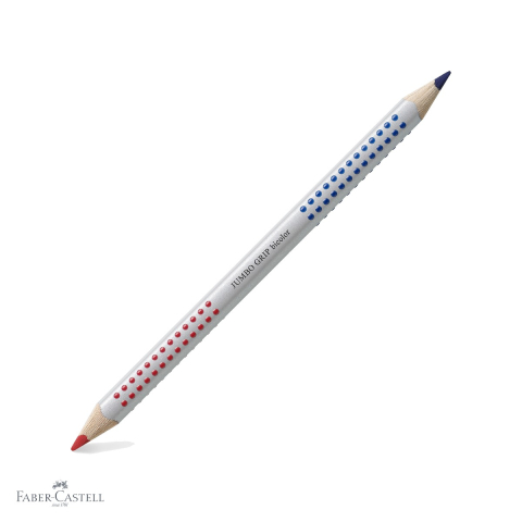 Birotica papetarie - Creion bicolor rosu-albastru Faber-Castell, mina dubla colorata, pentru scoala si birou