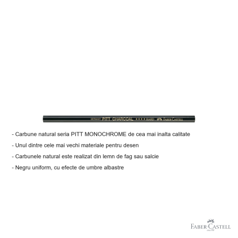 Creion carbune natural Faber-Castell Pitt Monochrome, grad dur, pentru desen artistic [1]