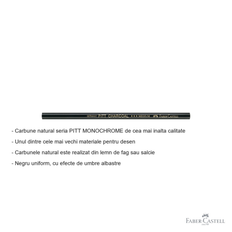 Creion carbune natural Faber-Castell Pitt Monochrome, grad mediu, pentru desen artistic [1]