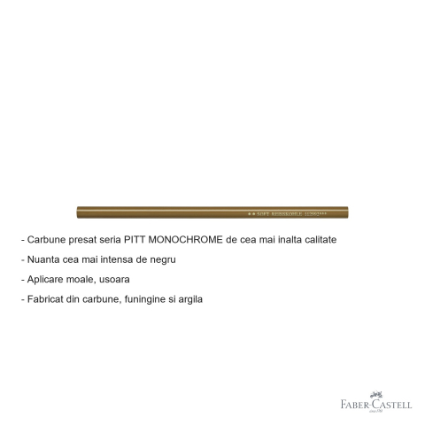 Creion carbune presat Faber-Castell Pitt Monochrome, grad soft, nuanta neagra intensa, pentru desen artistic [1]