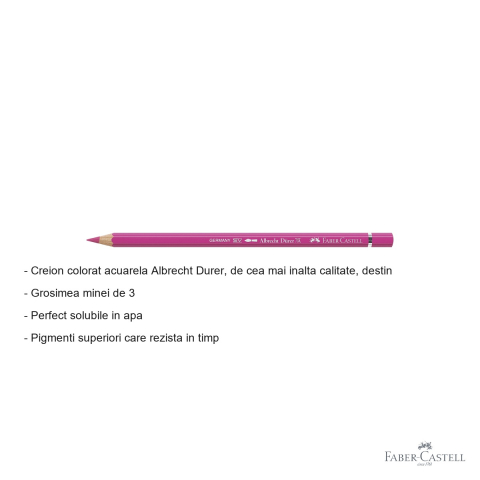 Creion colorat acuarela Faber-Castell Albrecht Durer 128 roz purple deschis, mina 3.8mm, pentru artisti [1]