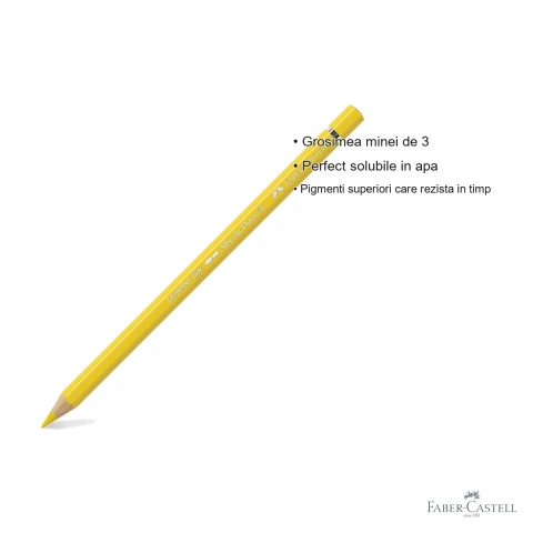 Creion colorat acuarela Faber-Castell Albrecht Durer galben cadmium 107, mina 3.8mm, pentru artisti [2]
