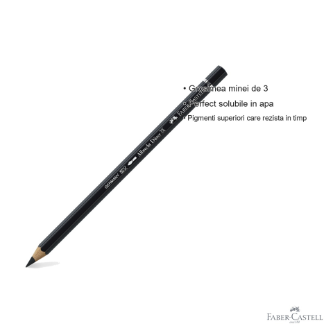 Creion colorat acuarela Faber-Castell Albrecht Durer negru 199, mina 3.8mm, pentru artisti [2]