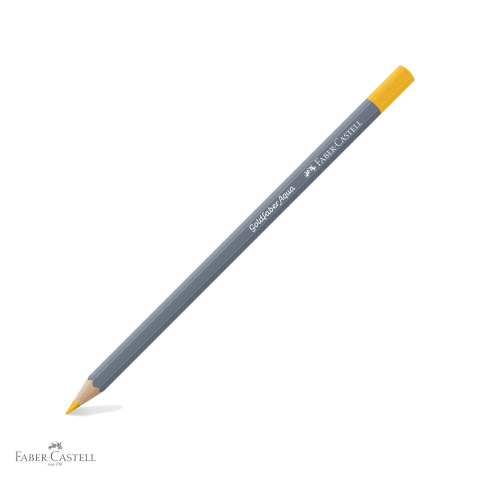 Creioane colorate - Creion colorat acuarela Faber-Castell Goldfaber 108 galben cadmiu inchis, mina 3.3mm solubila in apa