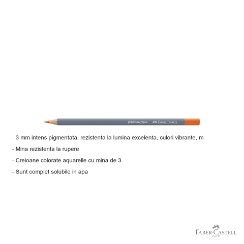 Creion colorat acuarela Faber-Castell Goldfaber 115, portocaliu cadmium inchis, mina 3.3mm [1]