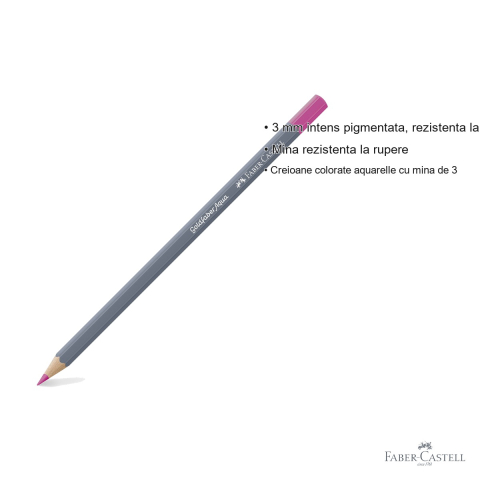 Creion colorat acuarela Faber-Castell Goldfaber 123 fucsia, mina 3.3mm, solubil in apa [2]