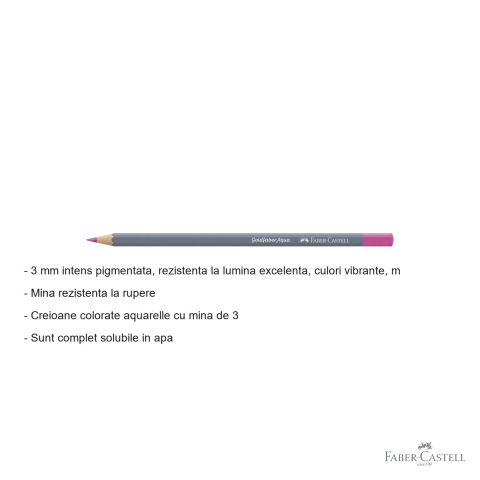 Creion colorat acuarela Faber-Castell Goldfaber 123 fucsia, mina 3.3mm, solubil in apa [1]